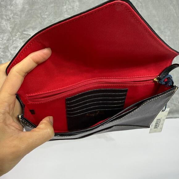 New Dooney & Bourke Envelope Slim Leather Wallet Black Organizer Clutch 9x6 - Picture 8 of 13